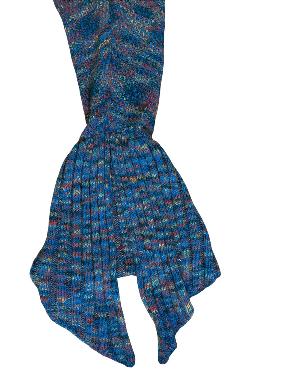 Mermaid Tail Blanket Blue Multicolor Cozy Knit Fish Tail Throw - Picture 4 of 11